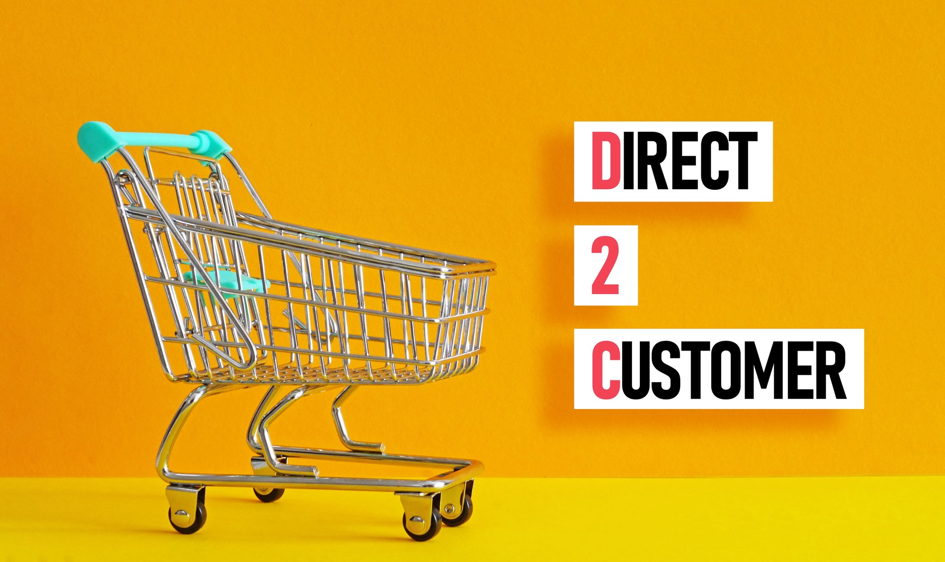 Direct to customer D2C is shown as business concept