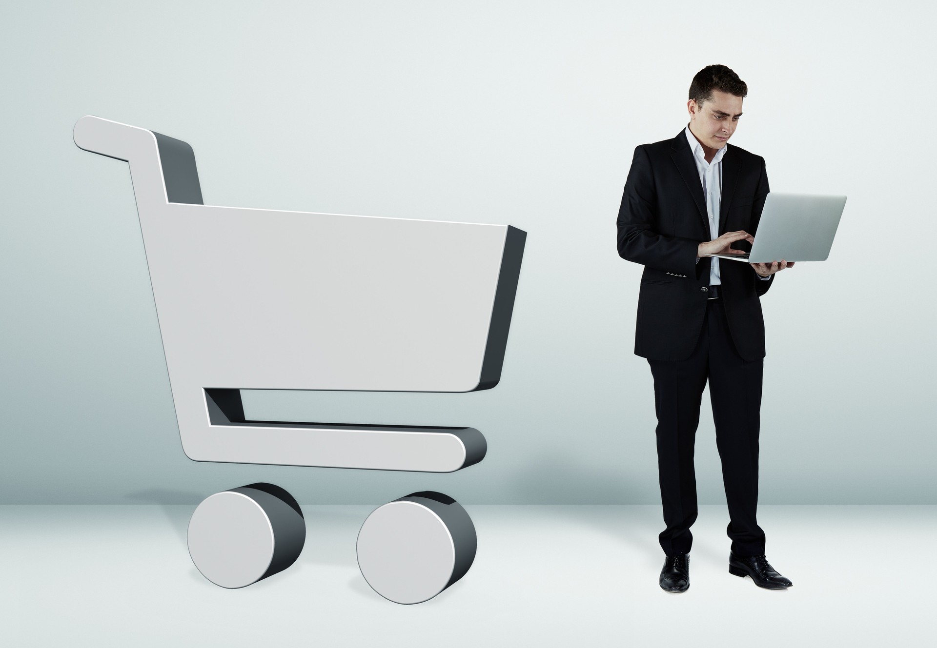 3D shopping cart and the businessman
